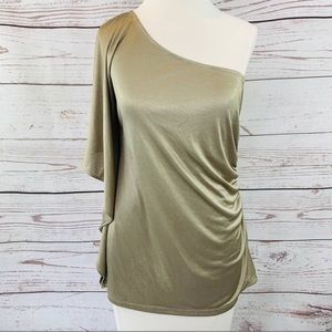 Express Gold One Shoulder Top Size Small